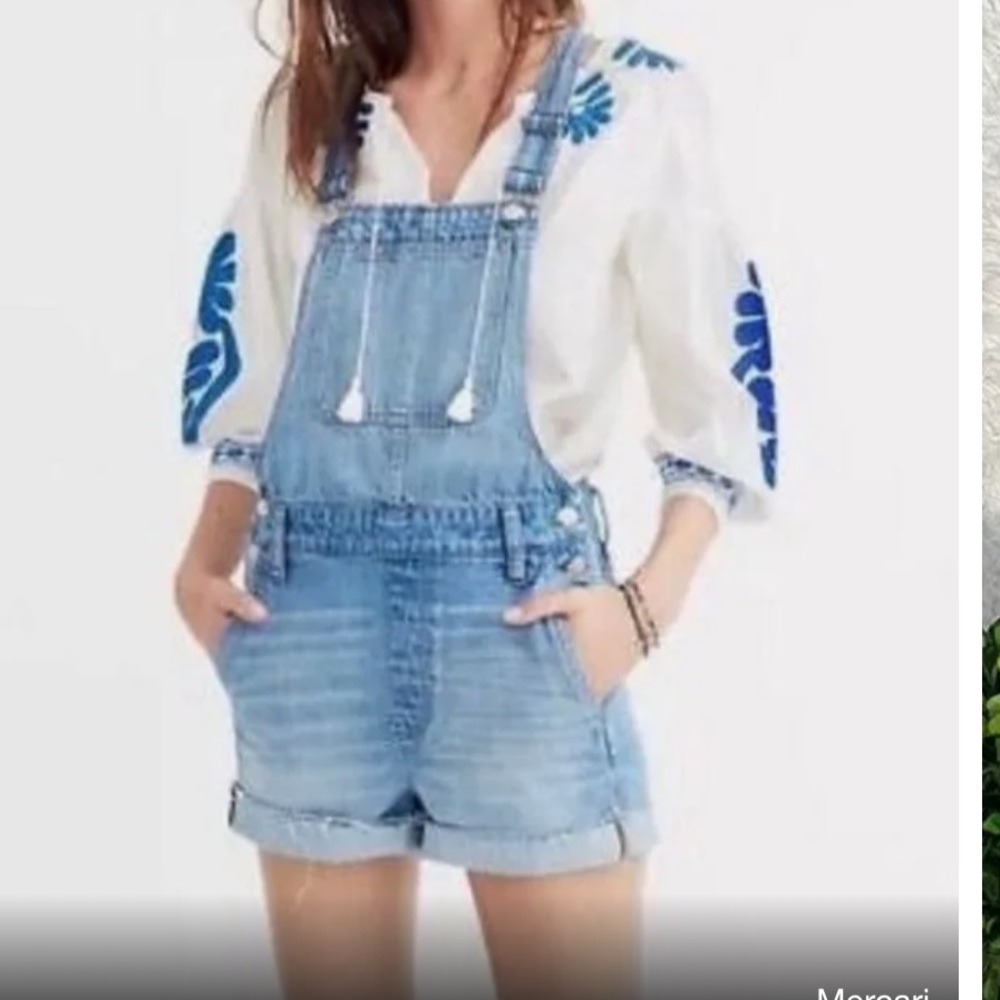 Madewell Short Overalls raw hem light Wash style G2961 XXS